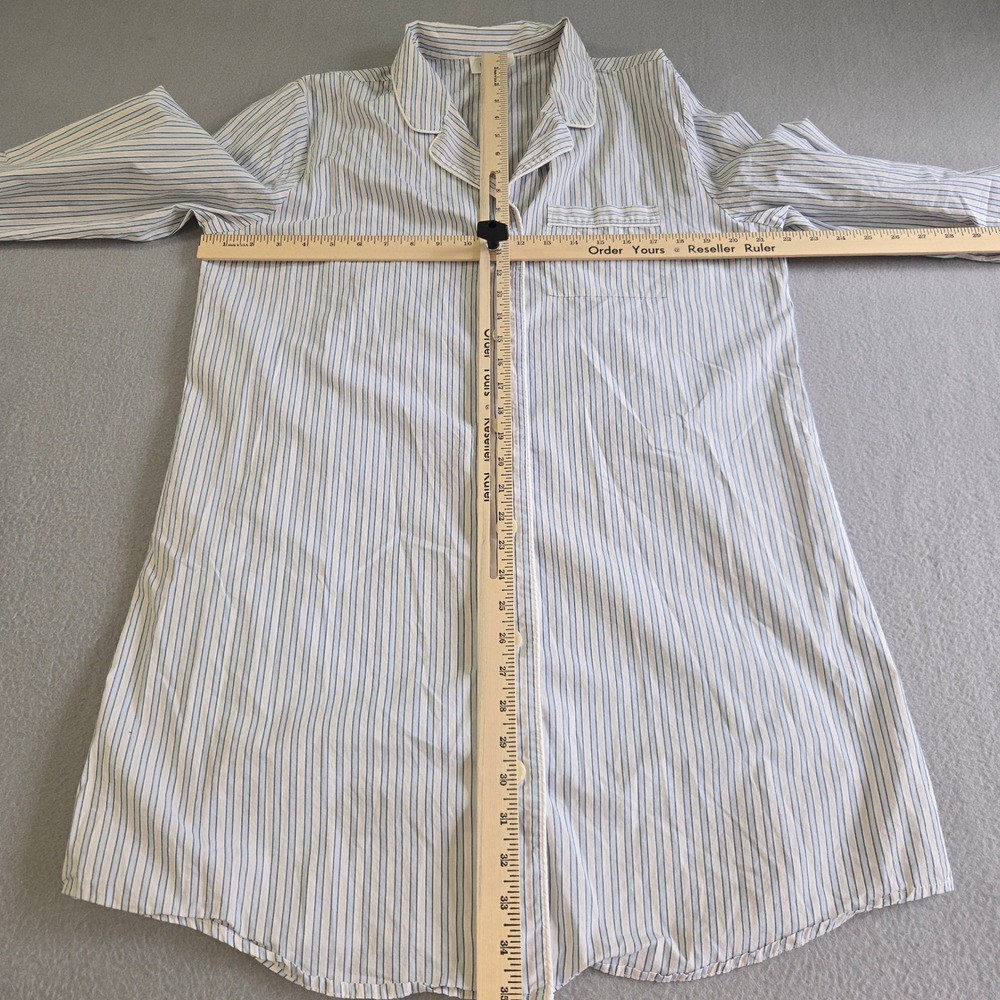 Haven Well Within Nightshirt Womens L Blue White Striped Cotton Button Front - Picture 6 of 6